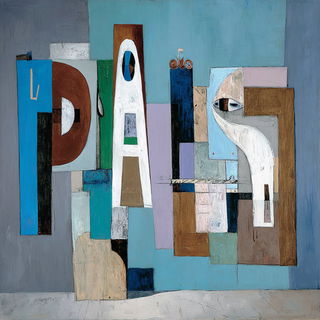Vesselfolk Cubism style, Midjourney V7: typographic composition with large letters