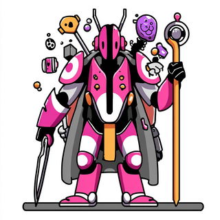 Cartoonese style, Midjourney V7: concept art character design of retropunk steam knight