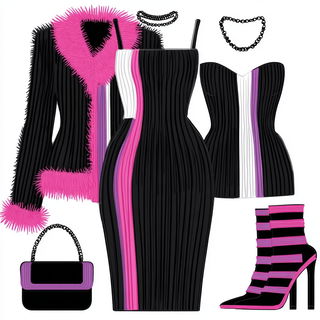 Cartoonese style, Midjourney V7: haute-couture fashion outfit