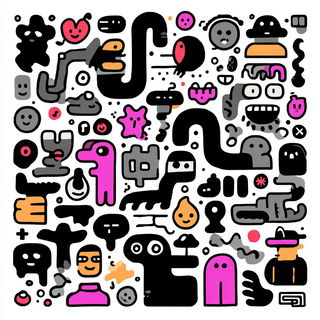 Cartoonese style, Midjourney V7: creative pattern composition