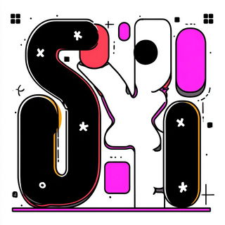 Cartoonese style, Midjourney V7: typographic composition with large letters