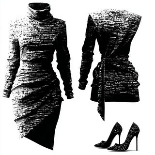 Scarred Strata style, Midjourney V7: haute-couture fashion outfit