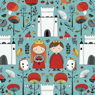 Contourama style, Midjourney V7: retro fairy-tale illustration