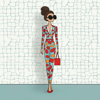 Contourama style, Midjourney V7: haute-couture fashion outfit