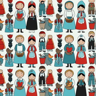 Contourama style, Midjourney V7: traditional folk art