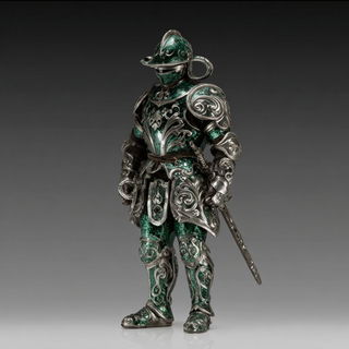 Silver Caustic style, Midjourney V7: concept art character design of retropunk steam knight