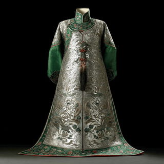 Silver Caustic style, Midjourney V7: haute-couture fashion outfit