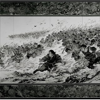 Silver Caustic style, Midjourney V7: black-and-white manga comic strip