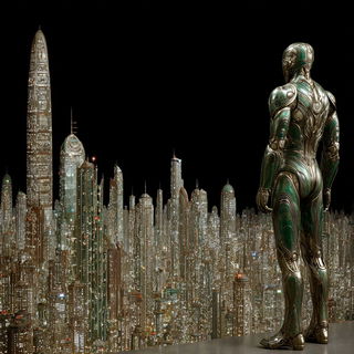 Silver Caustic style, Midjourney V7: cinematic shot from sci-fi movie