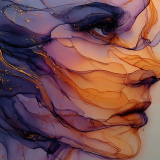 Orchestrion Veinwork style, Midjourney V7: photographic portrait of female protagonist