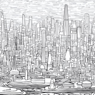 Whitefield Labyrinth style, Midjourney V7: megacity with futuristic bioarchitecture