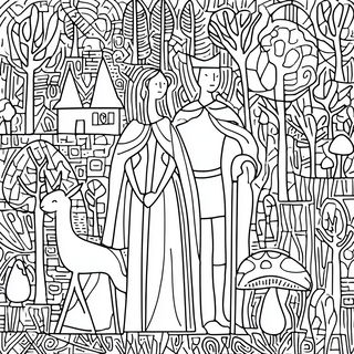 Whitefield Labyrinth style, Midjourney V7: retro fairy-tale illustration