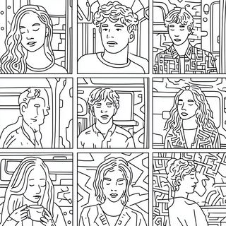 Whitefield Labyrinth style, Midjourney V7: black-and-white manga comic strip
