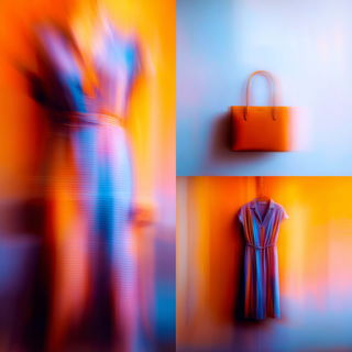 Afterimage Tide style, Midjourney V7: haute-couture fashion outfit