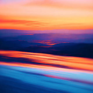 Afterimage Tide style, Midjourney V7: realistic landscape photograph of quiet dawn