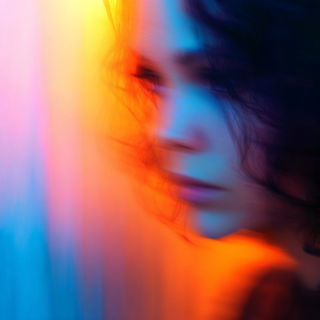 Afterimage Tide style, Midjourney V7: photographic portrait of female protagonist