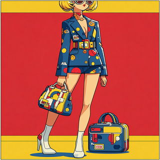 Koiwake Cartoons style, Midjourney V7: haute-couture fashion outfit