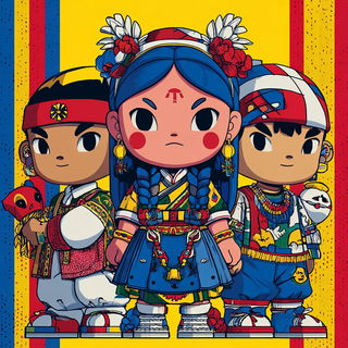 Koiwake Cartoons style, Midjourney V7: traditional folk art