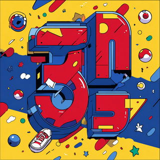 Koiwake Cartoons style, Midjourney V7: typographic composition with large letters
