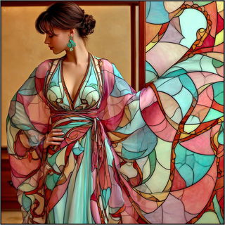 Celcut Rosarium style, Midjourney V7: haute-couture fashion outfit