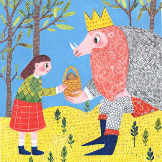 Paintmark Menagerie style, Midjourney V7: retro fairy-tale illustration
