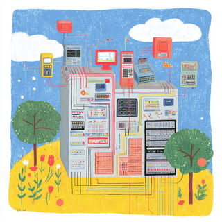 Paintmark Menagerie style, Midjourney V7: technical infrastructure blueprint schematics