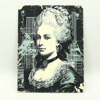 Panel Orbitism style, Midjourney V7: classical 18th-century oil painting