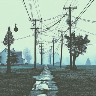 Panel Orbitism style, Midjourney V7: realistic landscape photograph of quiet dawn