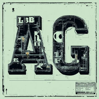 Panel Orbitism style, Midjourney V7: typographic composition with large letters