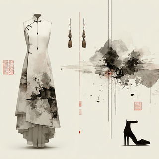 Heronmark style, Midjourney V7: haute-couture fashion outfit