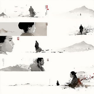 Heronmark style, Midjourney V7: black-and-white manga comic strip