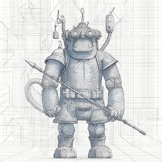 Apocryphal Stagecraft style, Midjourney V7: concept art character design of retropunk steam knight