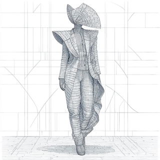 Apocryphal Stagecraft style, Midjourney V7: haute-couture fashion outfit
