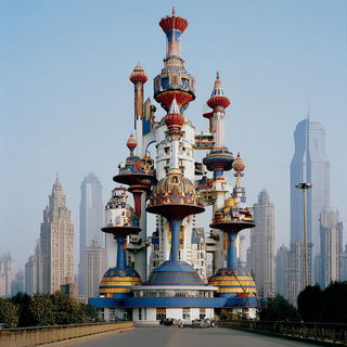Botanorama style, Midjourney V7: megacity with futuristic bioarchitecture