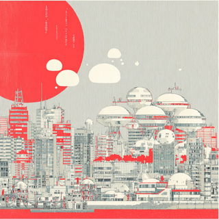 Matsuri Linocollage style, Midjourney V7: megacity with futuristic bioarchitecture