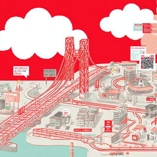 Matsuri Linocollage style, Midjourney V7: technical infrastructure blueprint schematics