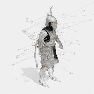 Cortical Terrain style, Midjourney V7: concept art character design of retropunk steam knight