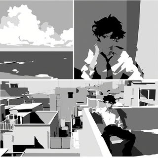 Terraglowism style, Midjourney V7: black-and-white manga comic strip