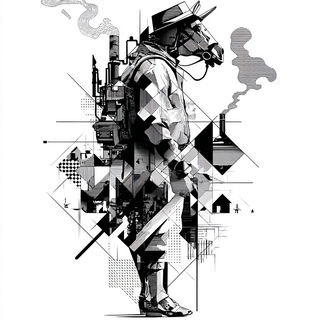 Gridfracture style, Midjourney V7: concept art character design of retropunk steam knight