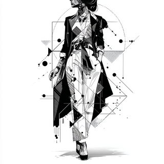 Gridfracture style, Midjourney V7: haute-couture fashion outfit