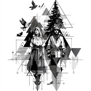 Gridfracture style, Midjourney V7: traditional folk art