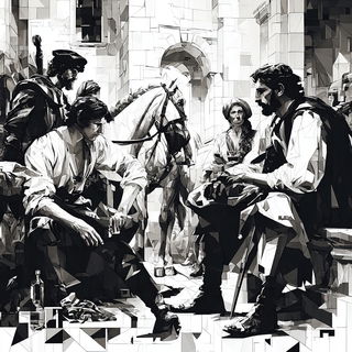 Gridfracture style, Midjourney V7: classical 18th-century oil painting