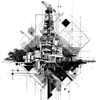 Gridfracture style, Midjourney V7: technical infrastructure blueprint schematics