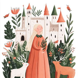 Salmonato style, Midjourney V7: retro fairy-tale illustration