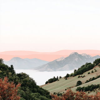Salmonato style, Midjourney V7: realistic landscape photograph of quiet dawn