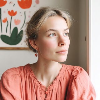 Salmonato style, Midjourney V7: photographic portrait of female protagonist