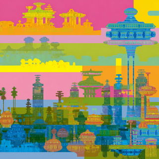 Cyanclastics style, Midjourney V7: megacity with futuristic bioarchitecture