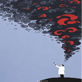 Redstart Cloudrange style, Midjourney V7: editorial illustration for popular scientific magazine cover