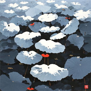 Redstart Cloudrange style, Midjourney V7: creative pattern composition