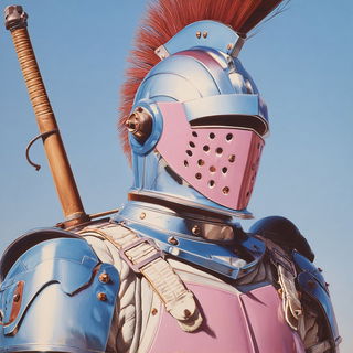 Pollen Threadworks style, Midjourney V7: concept art character design of retropunk steam knight